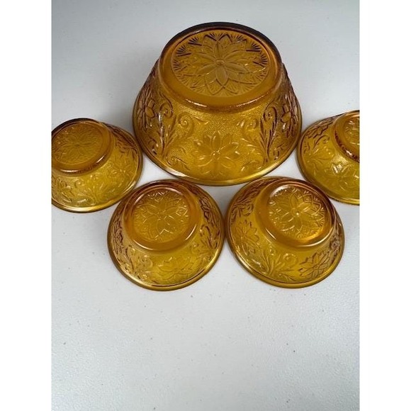 Vintage Amber Tiara Indiana glass large and small bowls serving‎ set mid century - Picture 12 of 16
